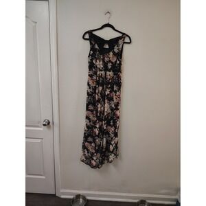 Aria Blu Maternity Floral Sleeveless Maxi Dress Black Pink Empire Waist Large
